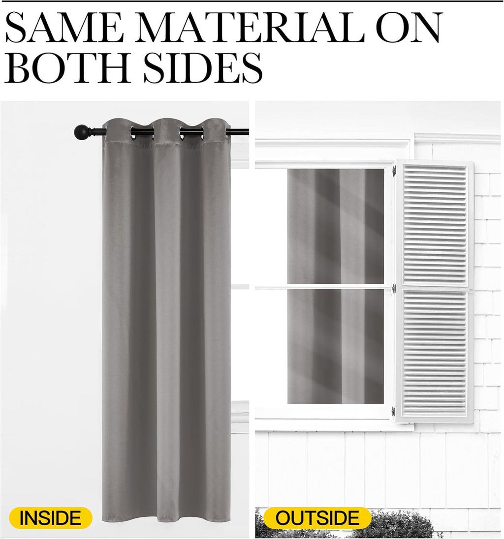 NICETOWN Room Darkening Cafe Satin Curtains for Small Windows, 42" Wide by 63" Long, 2 Panels, Chrome Gray, Grommet Privacy Blackout…