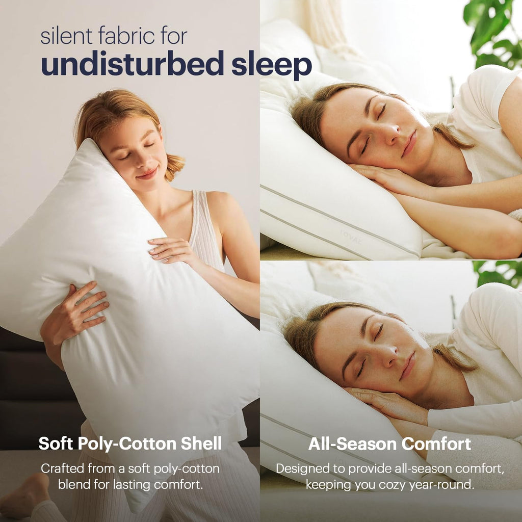 AROVAZ Bed Pillows for Sleeping Set of 2 (White), Soft Down Alternative Pillow for Back, Stomach or Side Sleepers, Comfortable Fluff…