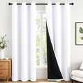 Miulee White 100% Blackout Curtains for Bedroom 84 Inch Long, 2 Thick Layers Thermal Insulated Black Out Window Curtains with Black Liner,…