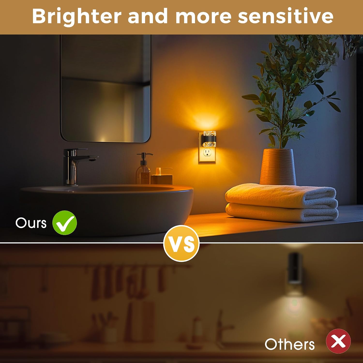 Llohasled L LOHAS LED Night Light, Bubble Night Lights Plug into Wall, Acrylic Night Lights with Dusk-to-Dawn Sensor, Dimmable Amber Pulg in…