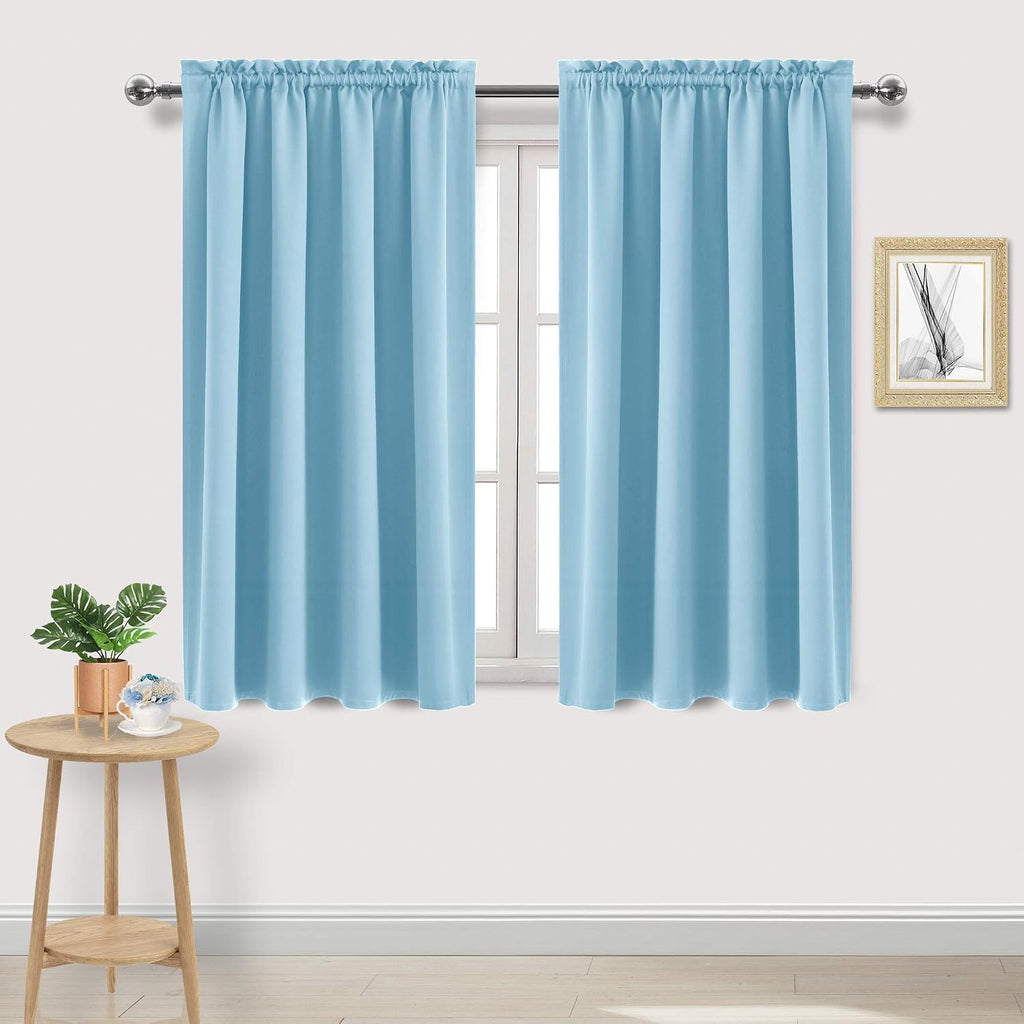 Dwcn Light Blue Room Darkening Blackout Curtains - Thermal Insulated Privacy Energy Saving Window Curtain Drapes 52 x 45 inch Length, Set o…