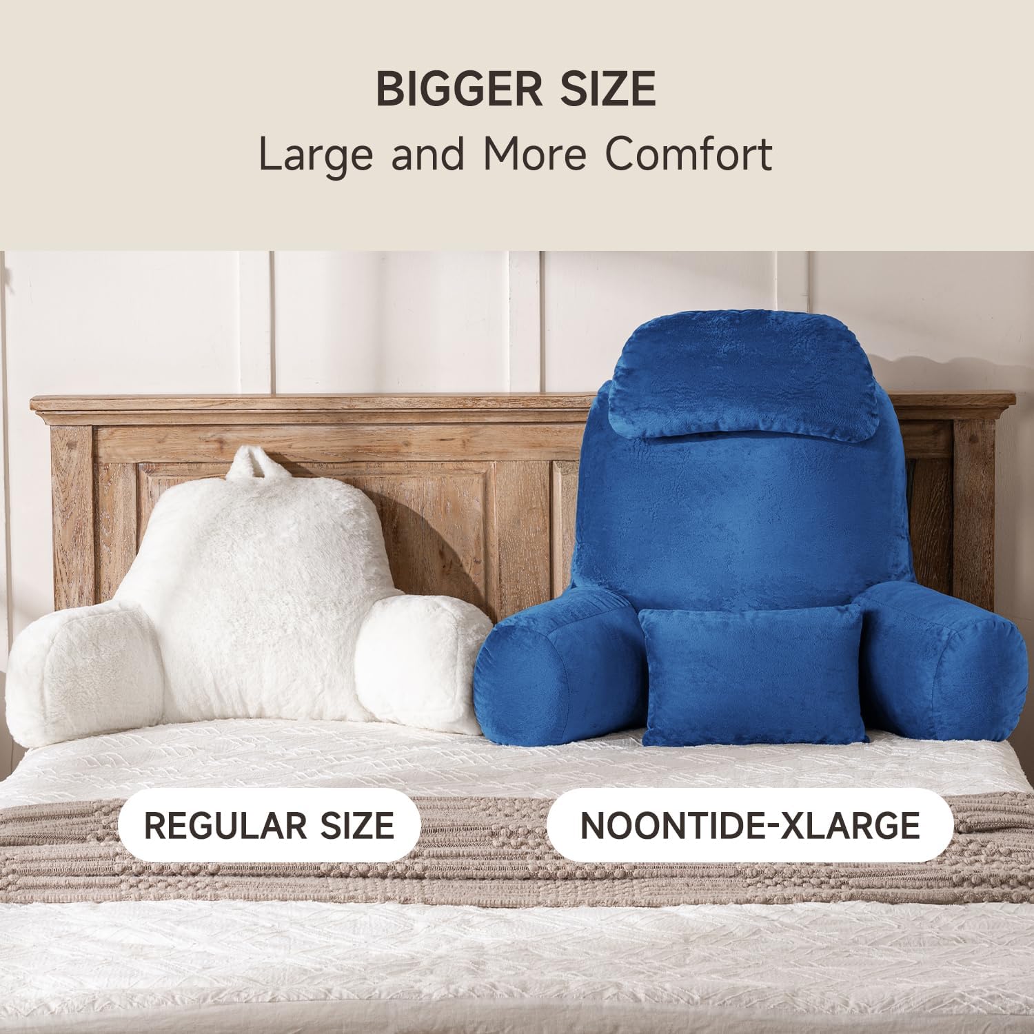 NOONTIDE Reading Pillow for Sitting up in Bed and Couch,32" X-Large Back Pillow for Adult & Teens with Soft Adjustable Neck Roll Backrest…