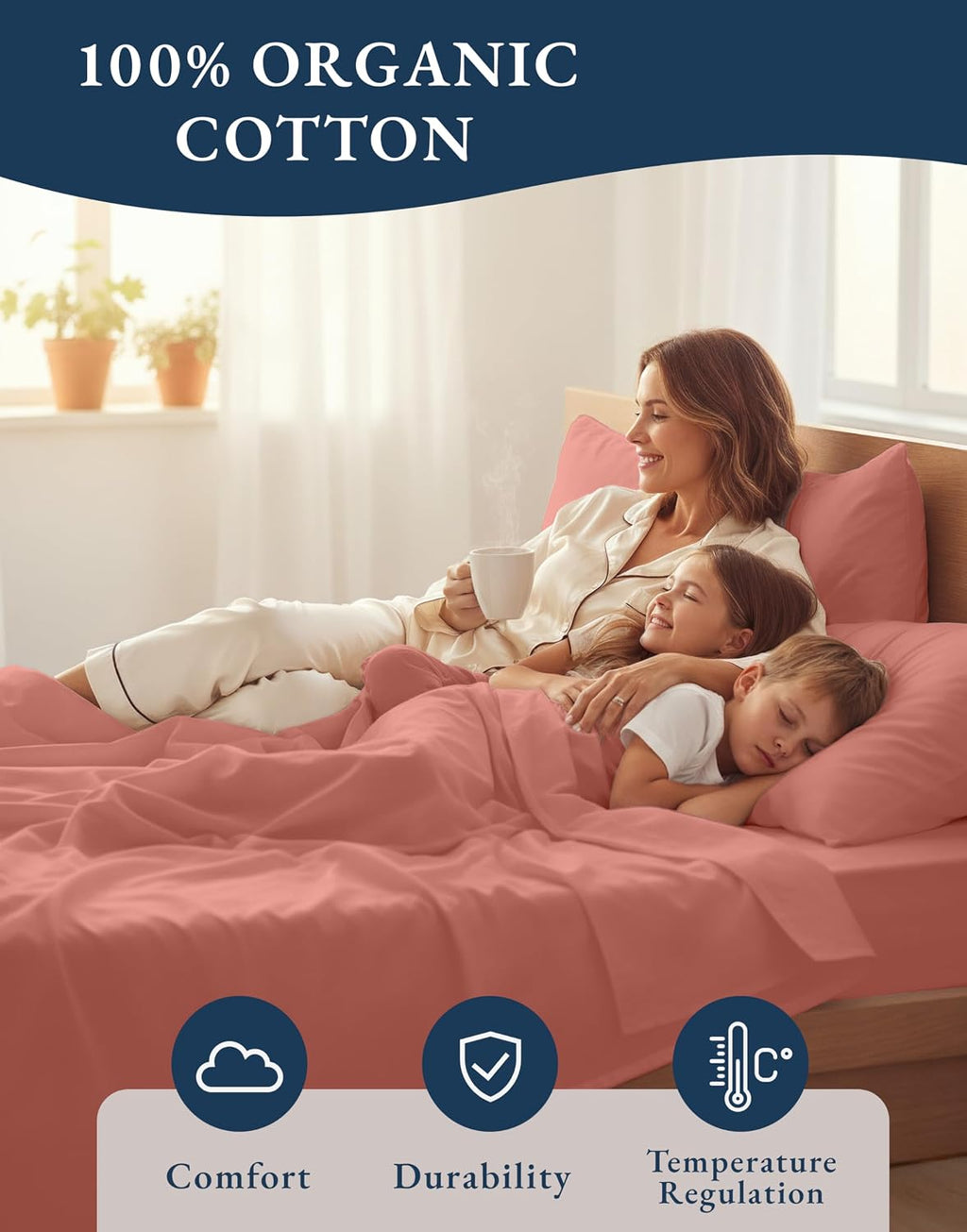 LaneLinen LANE LINEN 100% Organic Cotton Full Sheets Set, 4-Piece Pure Organic Cotton Percale Sheets, Long Staple Cotton Sheet, Ultra Soft…