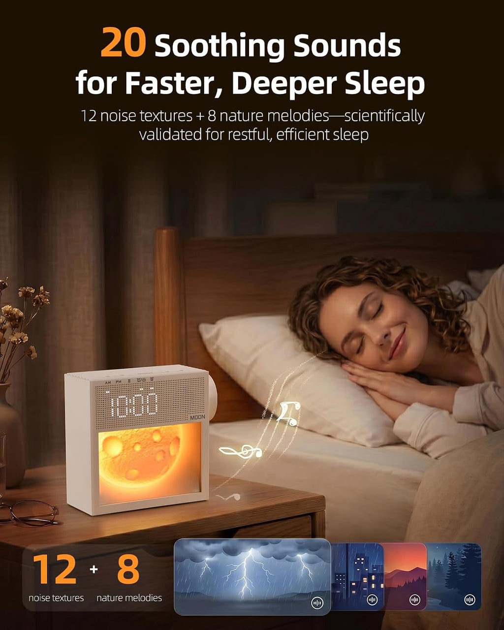 BokefoPersonalCare Sunrise Alarm Clock and White Noise Sound Machine with 20 Soothing Sounds Moonlight Night Light Dual Alarms Bedroom Deco…