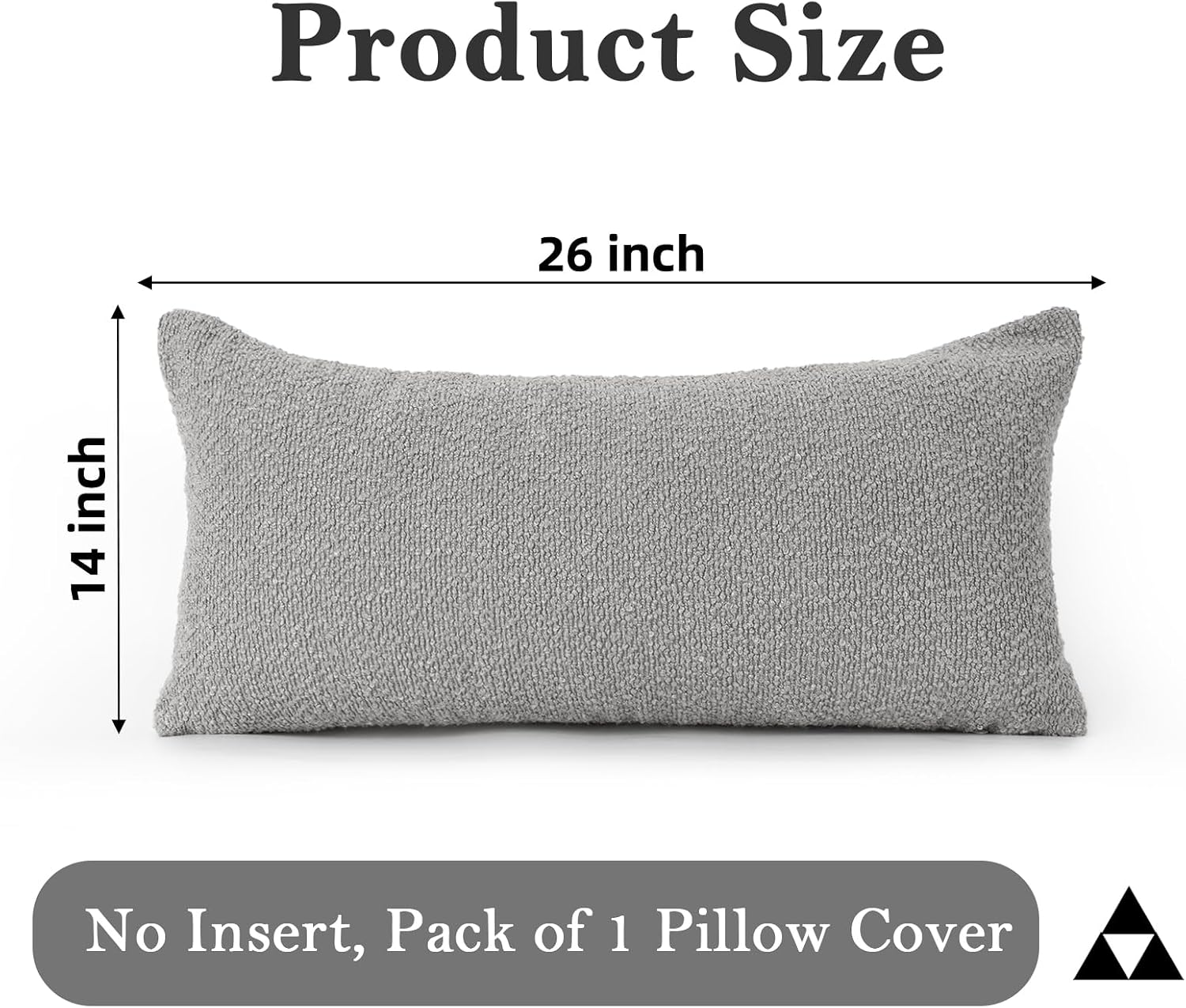 JoraLion 14x26 inch Boucle Lumbar Pillow Cover, Light Gray Woven Texture Neutral Long Pillow Cover Breathable Cushion Case for Couch Sofa…