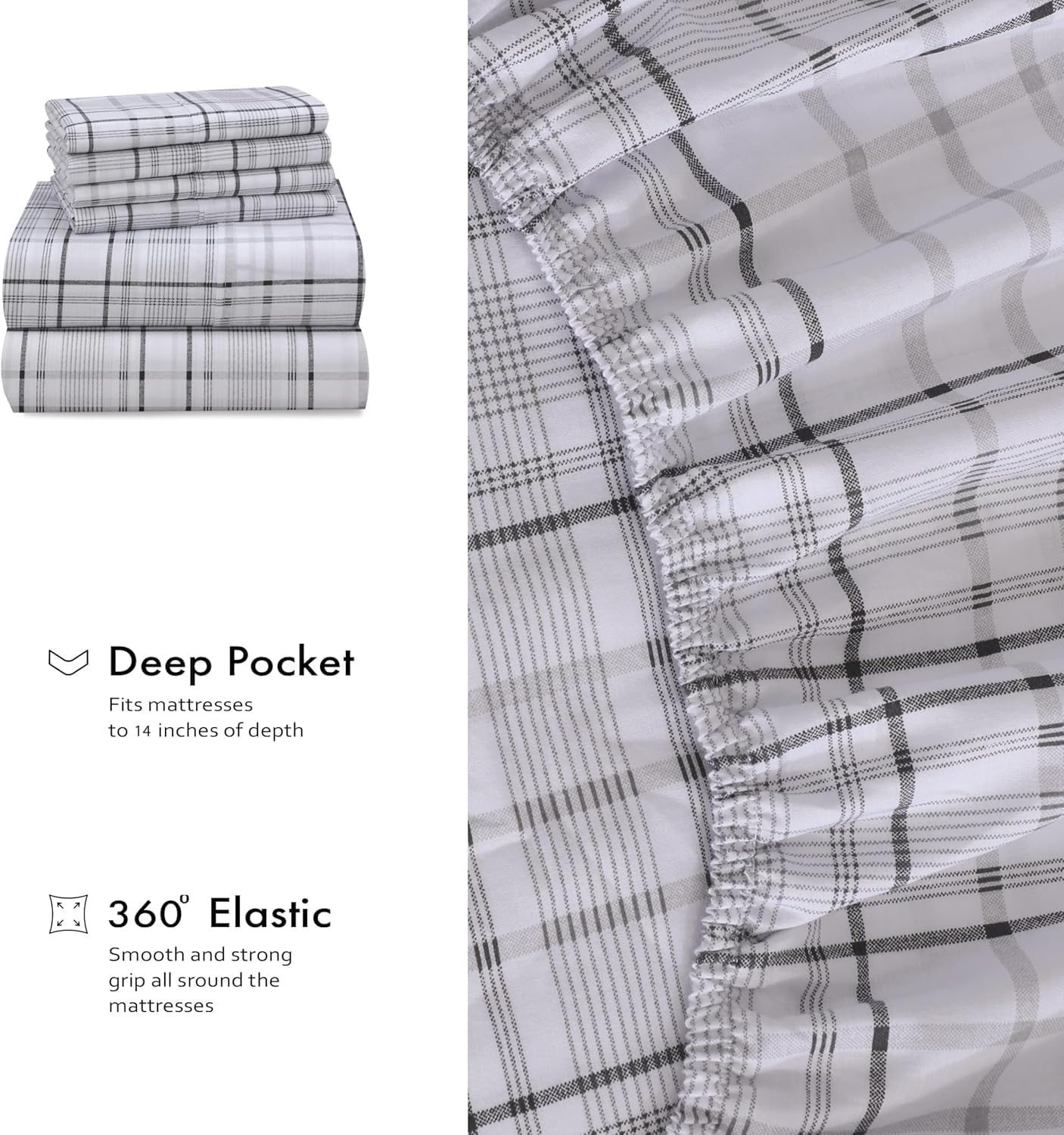 Ruvanti 100% Cotton Percale Sheets California King Size 6 Piece Set, Cooling Bed Sheets for Hot Sleepers, Deep Pocket 14”, Breathable Light…