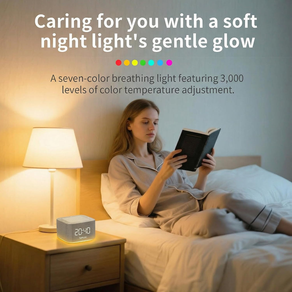 Sahcoo [ 3 in 1] White Noise Sound Machine for Sleeping, Bluetooth Speaker, Alarm Clock, Non-Looping Natural Soothing Sounds Sleep A…