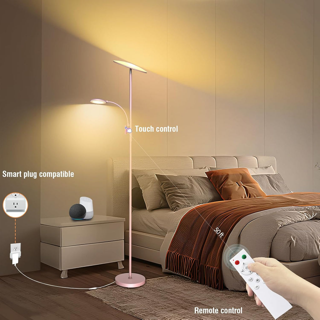 Marctronic Pink Floor Lamps for Living Room, 44W/4500LM Super Bright 2 in 1 LED Floor Lamp with Remote, Stepless Dimmable, 69" Tall Standin…