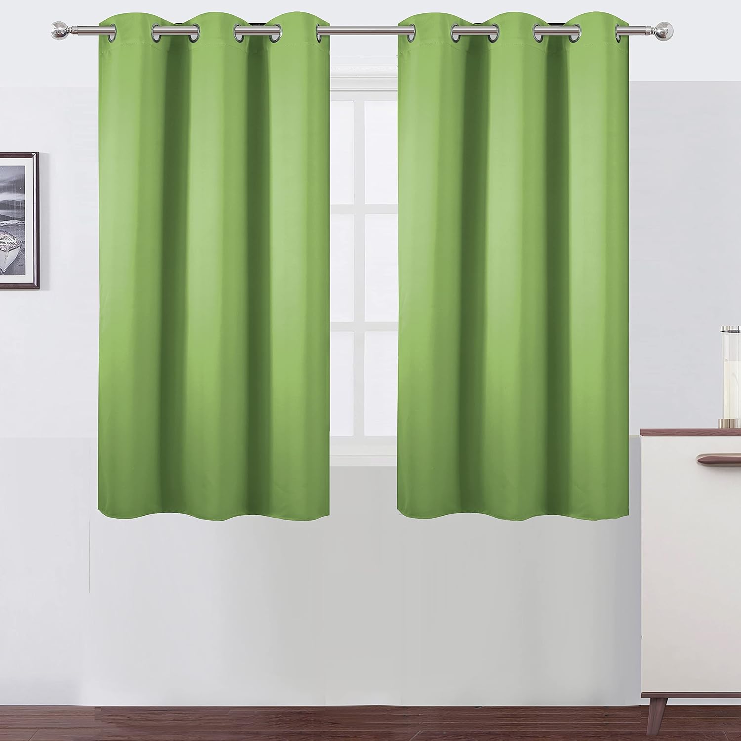 Lemomo Light Green Blackout Curtains 38 x 54 Inch Length/Set of 2 Curtain Panels/Thermal Insulated Room Darkening Blackout Curtains for Bed…