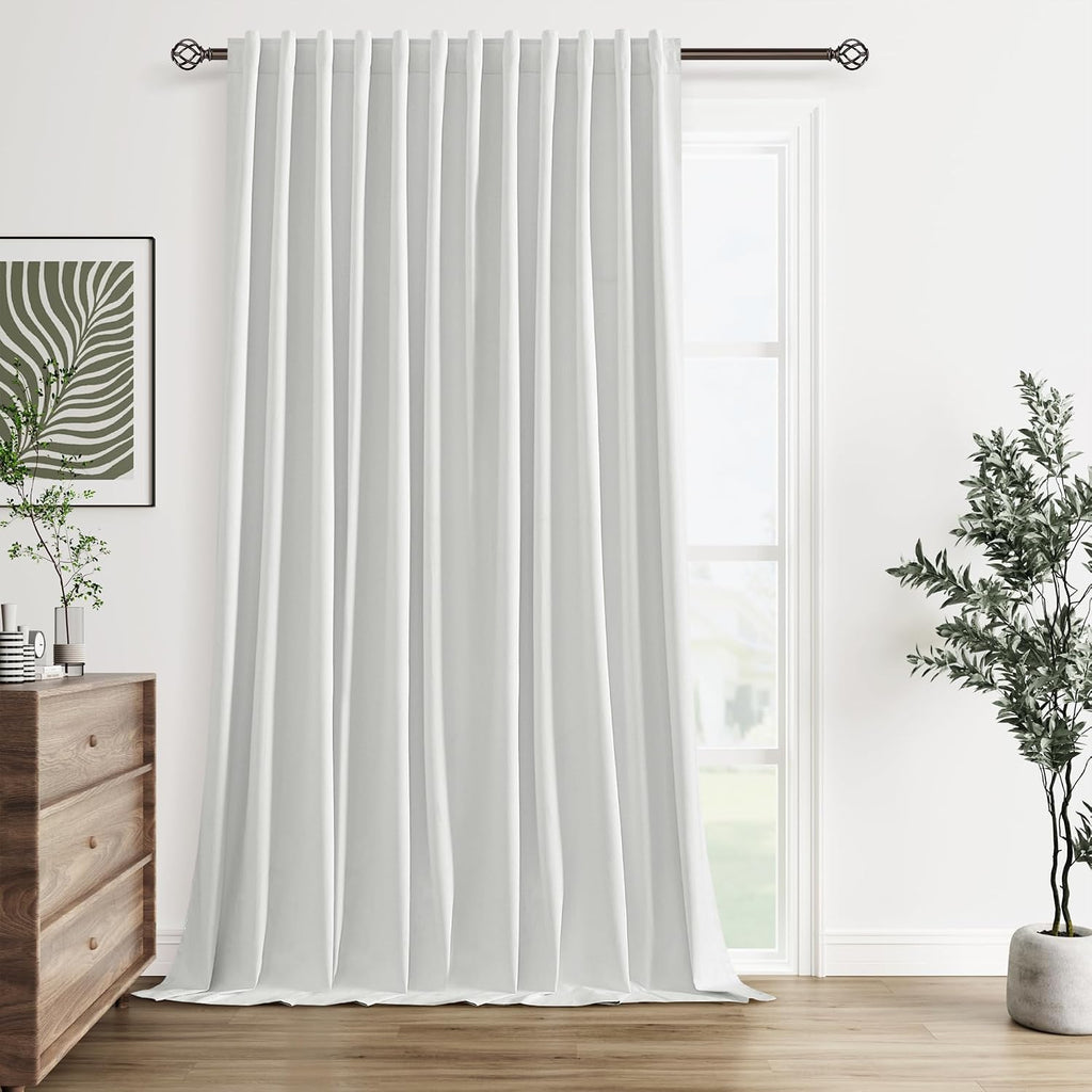 Guken 100% Blackout Extra Wide 100 Inch Linen Room Divider Curtains 102 Inches Long for Bedroom Sliding Door Curtain Back Tab Modern Noise…