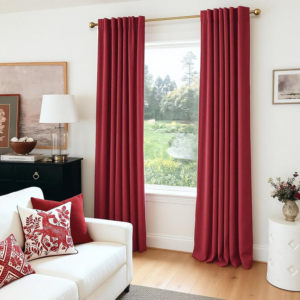 Inovaday 100% Blackout Curtains 96 Inches Length 2 Panels Set, Back Tab/Rod Pocket Linen Black Out Curtains for Bedroom, Thermal Insulated…