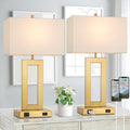 Tobusa 22’’ Table Lamps for Bedrooms Set of 2, Gold Bedside USB Desk Lamp with AC Outlet, Touch Control Modern Vintage Living Room Table La…
