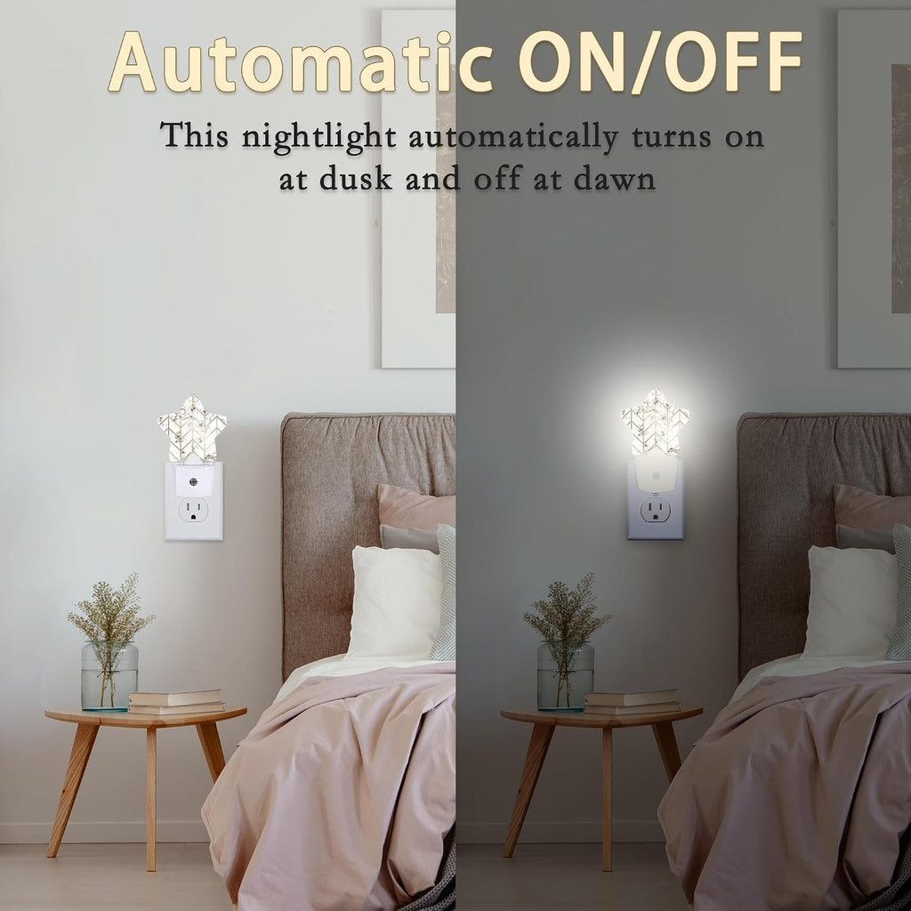 Marble Line Geometric Plug-in Night Light with Dusk-to-Dawn Sensor for Bedroom, Bathroom and Living Room Sleep Friendly lamp for…