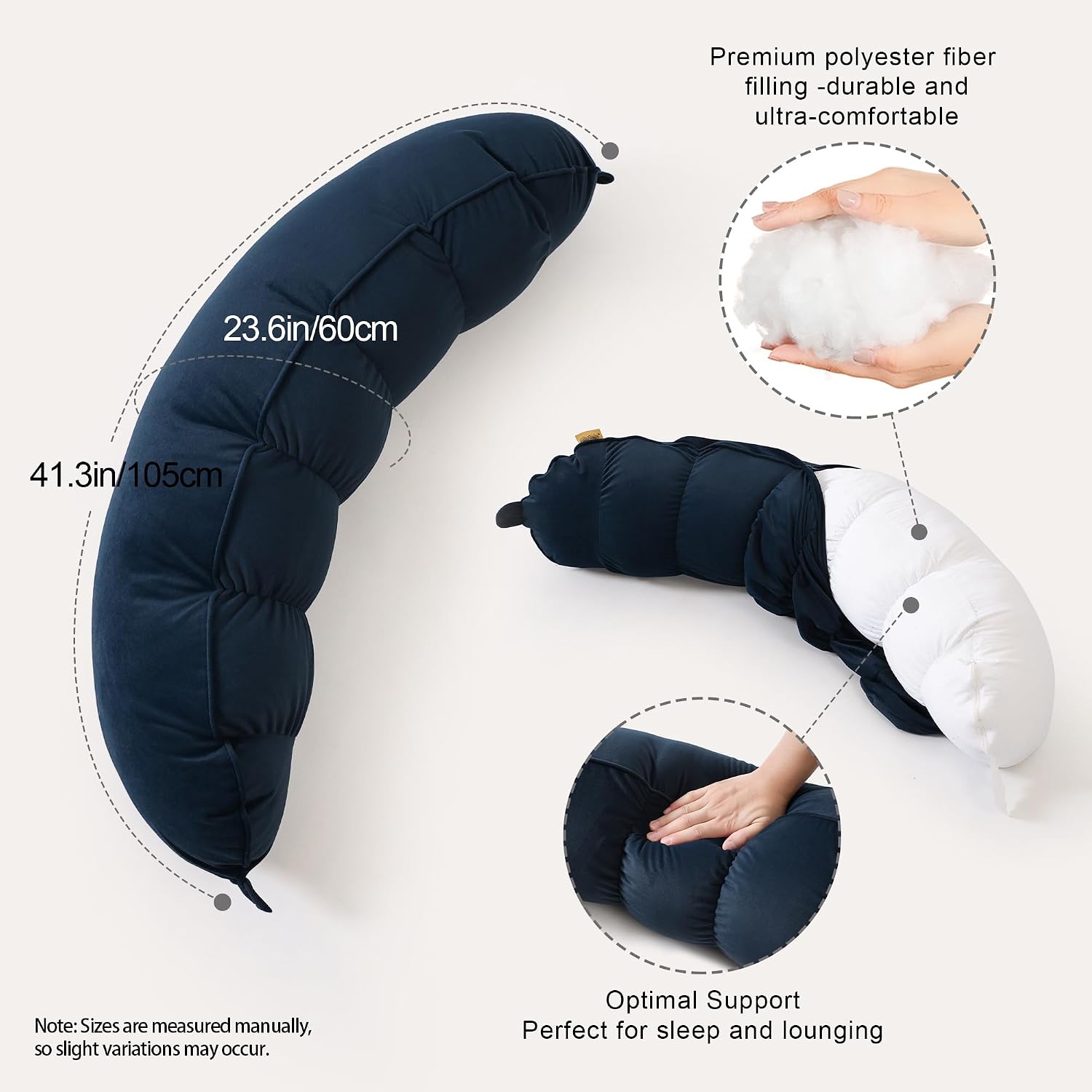 Peallow(Pat. Pend) – Long Round Body Pillow for Adults, Bolster Pillow for Sleeping, Soft and Supportive Pillow for Sleeping & Lumbar…