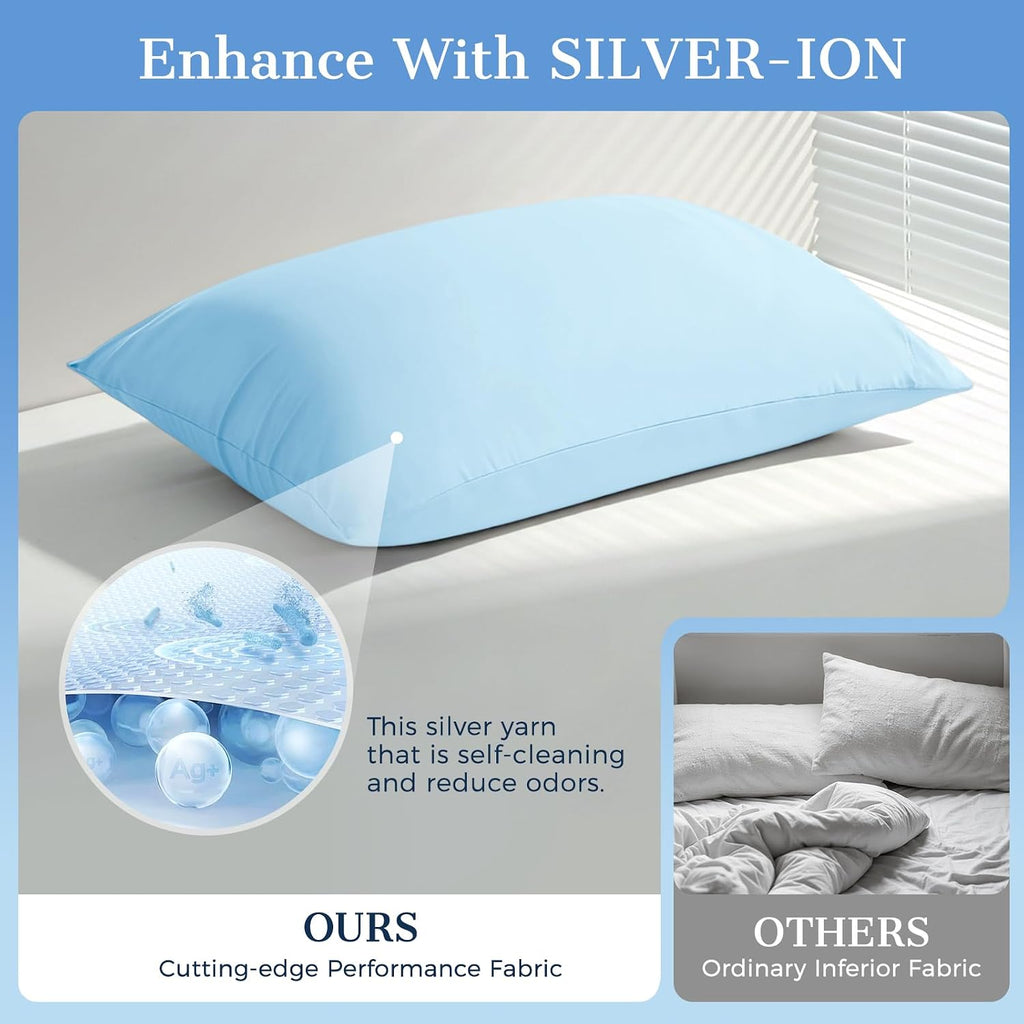 Cooling Pillow Cases 2 Pack Standard Size Cooling Pillowcases for Hot Sleeper Q-Max>0.5, Hydrates Skin & Hair, Reduces Wrinkles & Frizz…