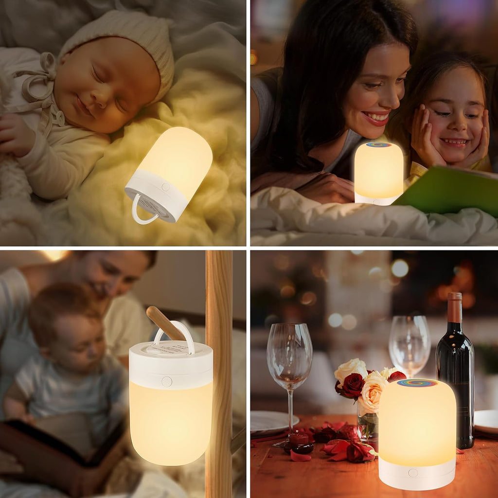 Small Kids Night Light, 13 Color Dimmable LED Lamp, Portable Stepless Dimming, Color Changing Touch Nursery Lamp, Rechargeable Toddler…
