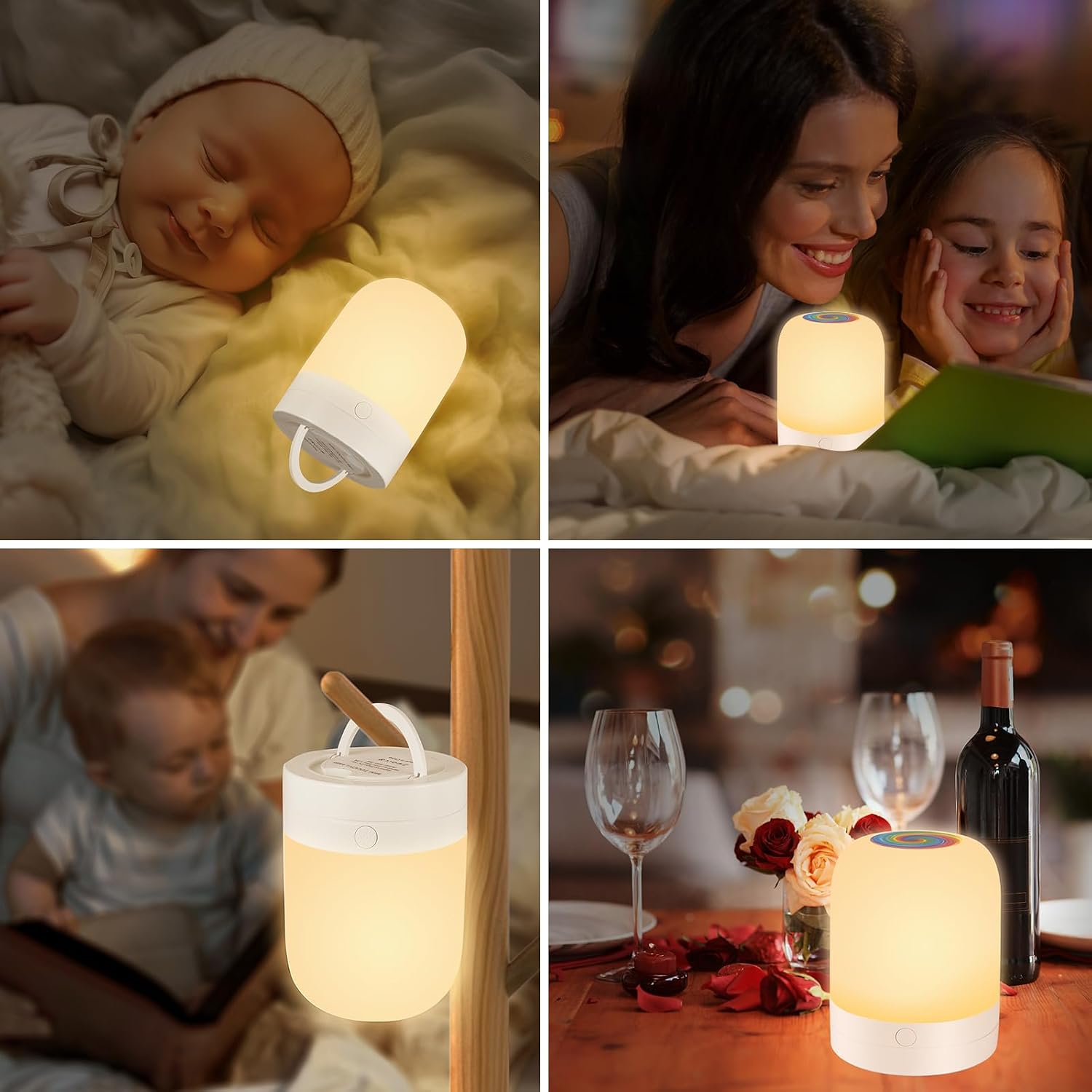 Small Kids Night Light, 13 Color Dimmable LED Lamp, Portable Stepless Dimming, Color Changing Touch Nursery Lamp, Rechargeable Toddler…