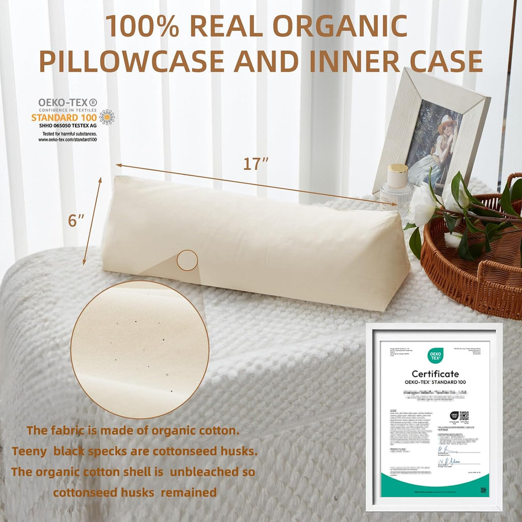 Buckwheat Pillow - Adjustable Buckwheat Neck Pillow(17x6) to Provide Firm Support, Neck Roll Pillow for Side and Back Sleepers, Bolster…