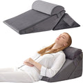 Bedluxe 3Pcs Orthopedic Bed Wedge Pillow Set, Foam Wedge Pillow Post Surgery for Back, Leg and Knee Support, Adjustable 9&12 Inch Folding T…