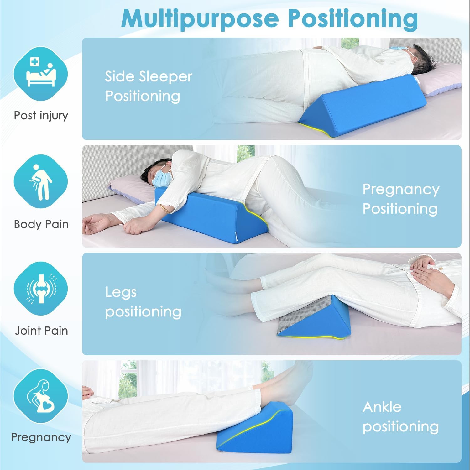 NEPPTthy Bed Wedge Pillow For Sleeping Seniors Post Surgery Incline Pillow Bedsore Pressure Relief Cushions For Butt Lifting Patient Tu…