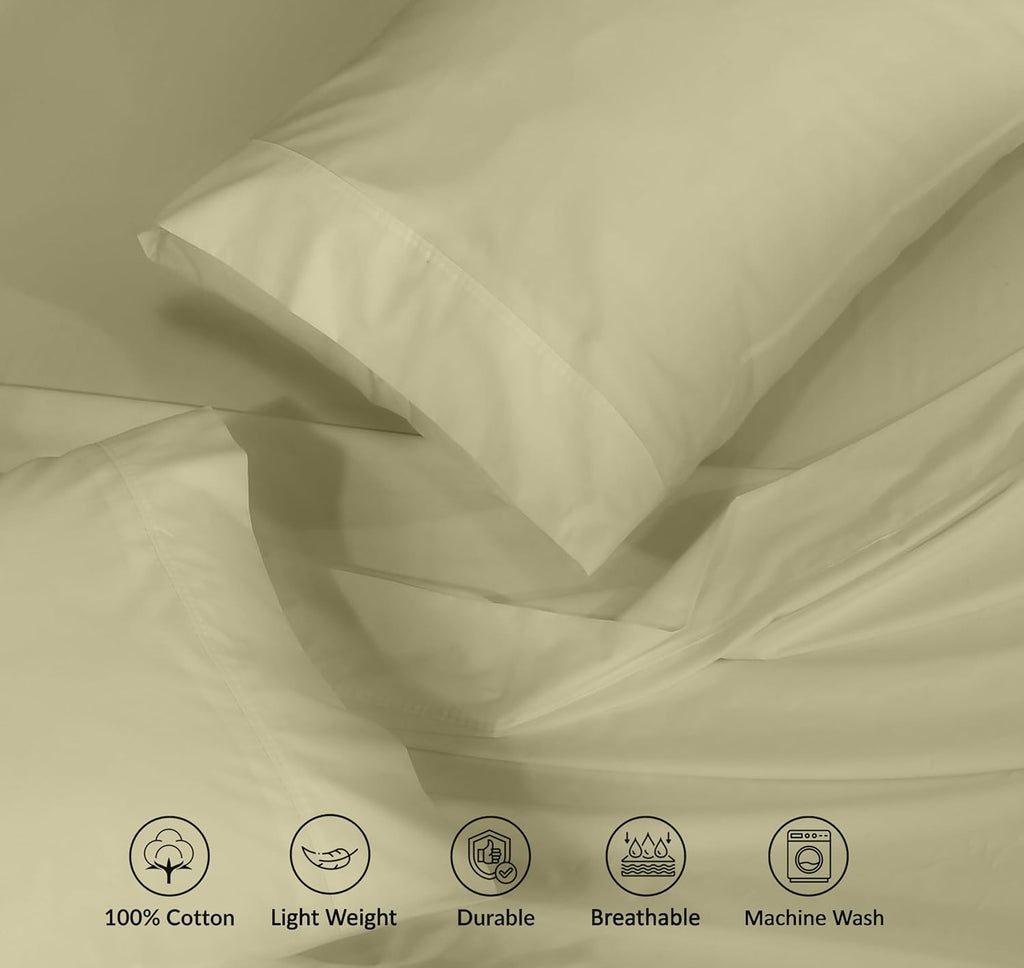 Ruvanti 100% Cotton Percale Sheets Full Size – Crisp Cooling Bed Sheets for Hot Sleepers, Deep Pocket 16”, Soft Breathable & Durable Hotel-…