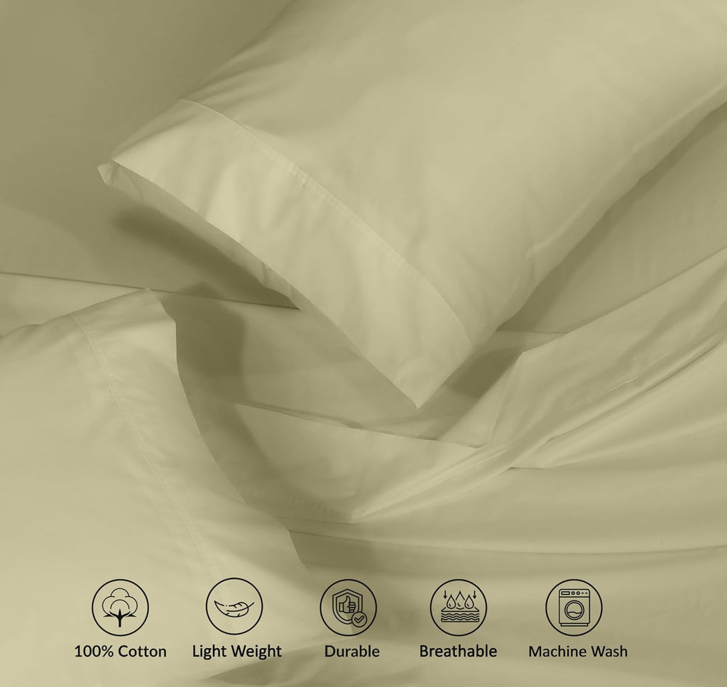 Ruvanti 100% Cotton Percale Sheets Twin Size – Crisp Cooling Bed Sheets for Hot Sleepers, Deep Pocket 16”, Soft Breathable & Durable Hotel-…