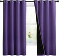 Nicetown 100% Blackout Curtains with Black Liners, Thermal Insulated Full Blackout 2-Layer Lined Drapes, Energy Efficiency Window Draperies…