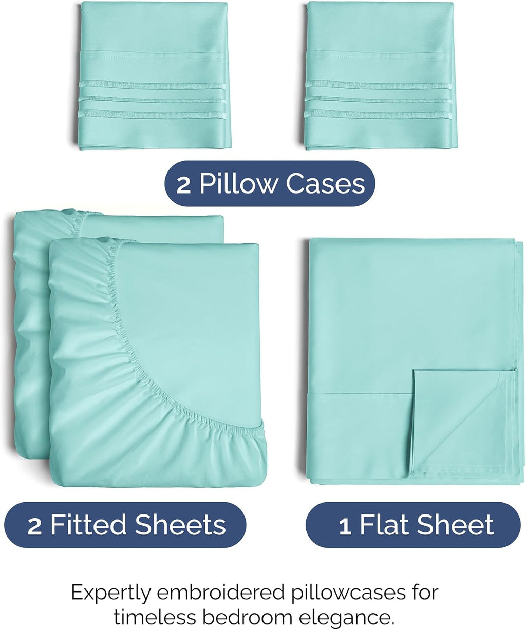 Split King Size 5 Piece Sheet Set - Comfy Breathable & Cooling Sheets - Hotel Luxury Bed Sheets for Women & Men - Deep Pockets, Easy-Fit…