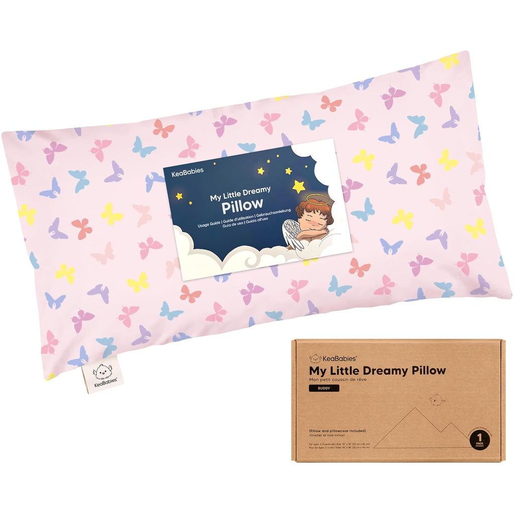 Toddler Pillow with Pillowcase - 10x18 My Little Dreamy Kids Travel Bed Pillows for Sleeping, Organic Cotton Small Pillowcase, Soft &…