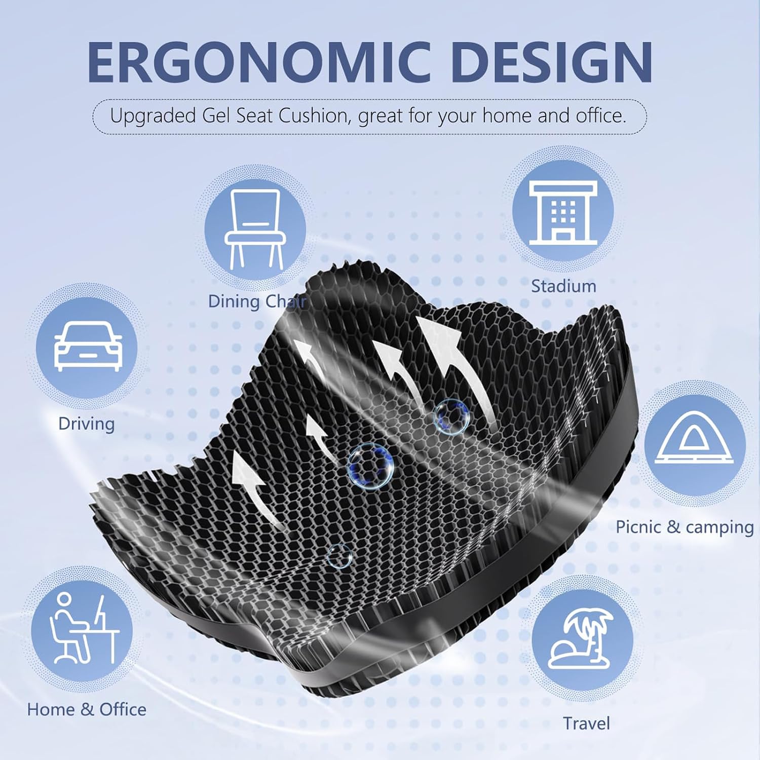 Tsmertor Thicker Seat Cushion for Office Chair, Big Gel Seat Cushion for Long Sitting, Support for Sciatica & Back, Breathable Chair Seat…