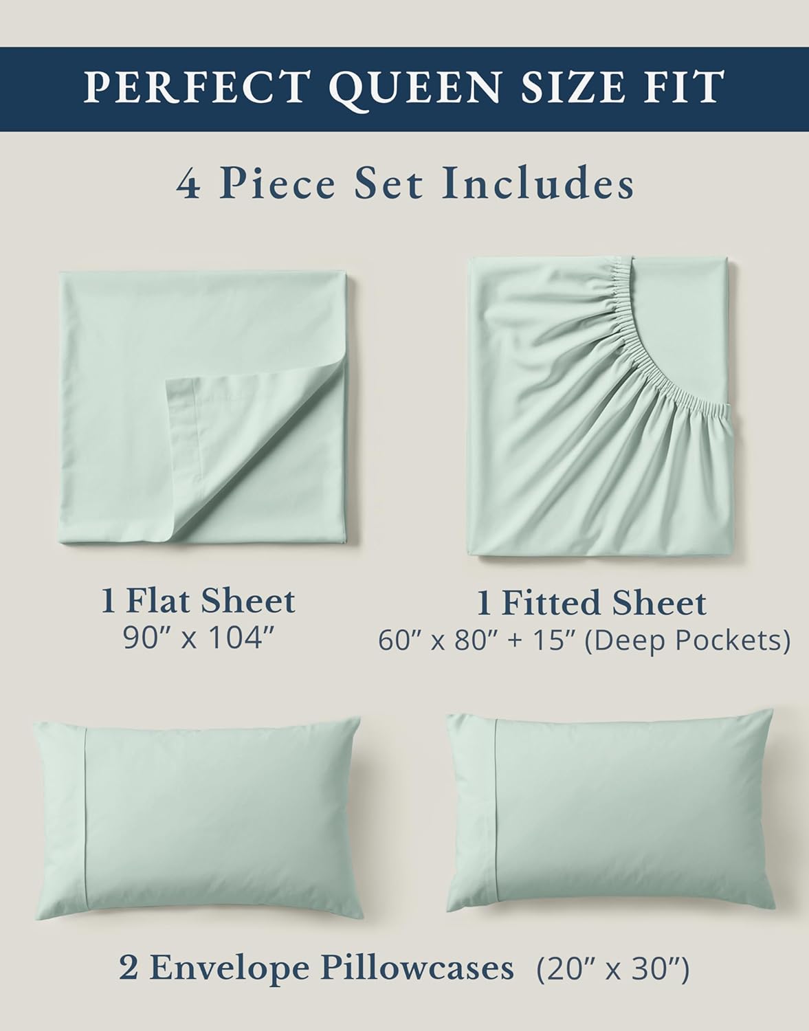 LaneLinen LANE LINEN 100% Organic Cotton Queen Sheets, Fully Elasticized Soft & Comfy Classic Percale Weave, Low Pill Fade Resistant Machin…