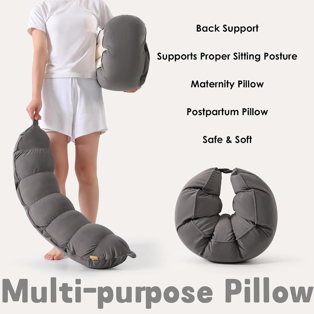 Peallow(Pat. Pend) – Long Round Body Pillow for Adults, Bolster Pillow for Sleeping, Soft and Supportive Pillow for Sleeping & Lumbar…