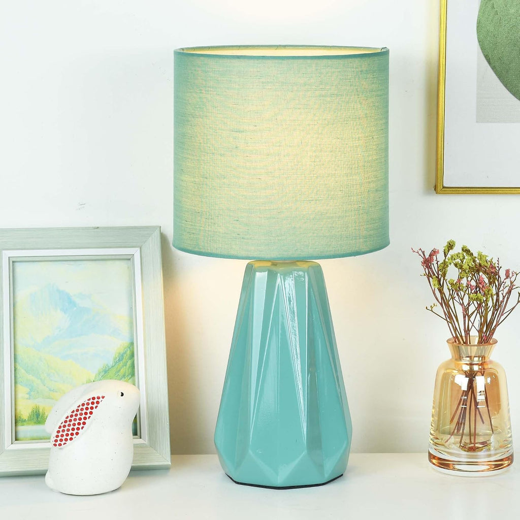 Elisa Green Small Table Lamp for Living Room as Bedside Table Lamp for Bedroom, Modern Ceramic Kids Night Table Lamp, Φ6.1×H12.4IN, Bulb…