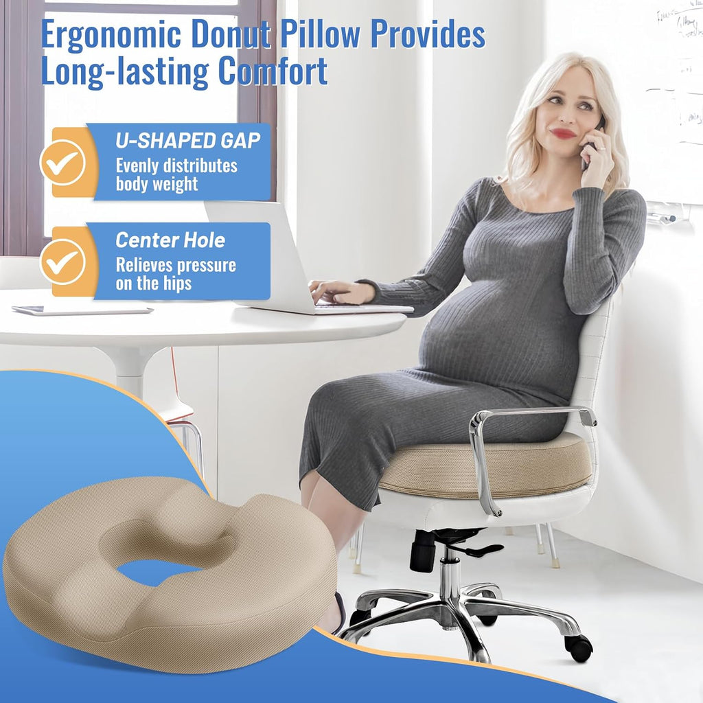 CloudBliss Donut Pillow Seat Cushion Chair Pad for Tailbone and Hemorrhoids, Memory Foam Seat Chair Cushion for Men and Women for Home & Of…