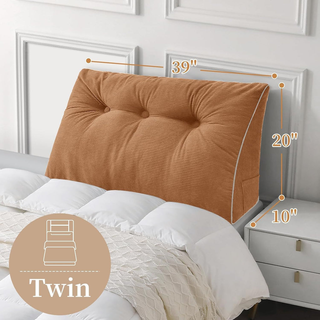Sasttie Headboard Pillow Twin/Twin XL, Wedge Pillow Headboard for Dorm, Triangular Daybed Backrest Cushion for Sitting or Reading in Bed, w…