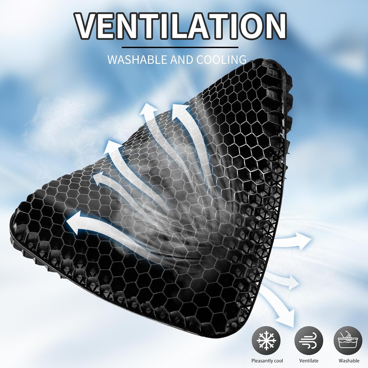 Gel Seat Cushion for Long Sitting - 16.5" x 14.5" x 2.4" (Extra Thick&Soft) Gel Cushion for People Over 185 lbs, Pressure Relief Cushion…