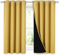 Nicetown 100% Blackout Curtains with Black Liners, Thermal Insulated Full Blackout 2-Layer Lined Drapes, Noise Cancellation Window Drapes f…