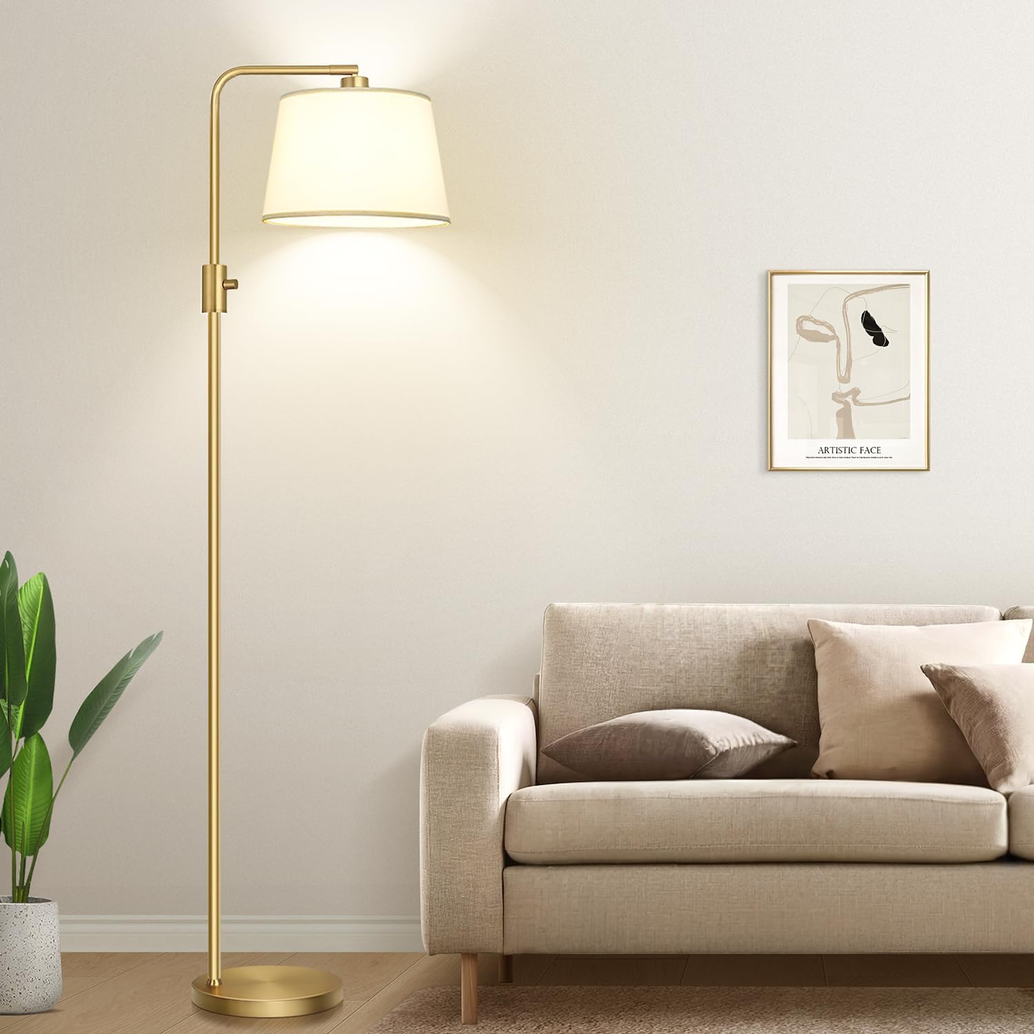 Upgraded】 Dimmable Floor Lamp, 1000 Lumens LED Edison Bulb Included, Arc Floor Lamps for Living Room Modern Standing Lamp with Shade…