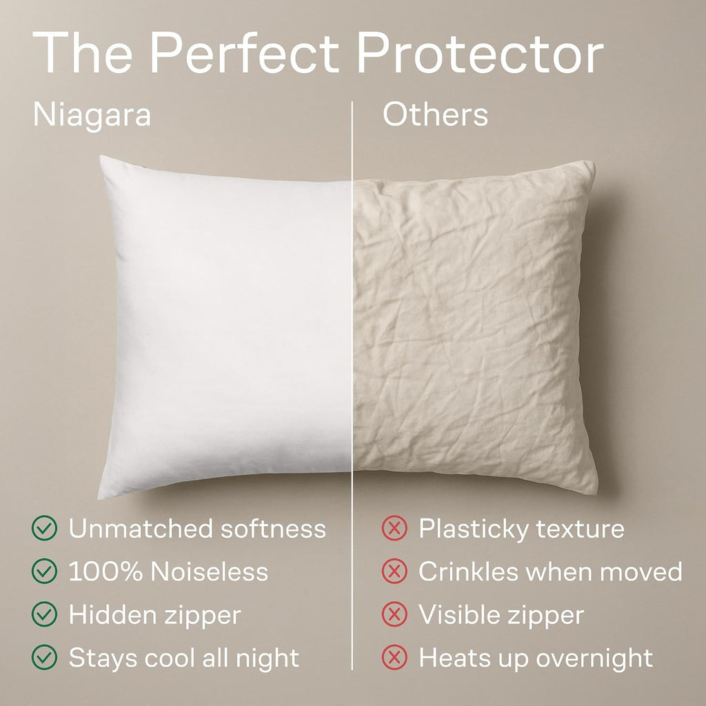 Ultra Soft Pillow Protectors with Zipper Queen Size - Set of 2 Breathable Pillow Covers - 100% Protection Against Stains, Dust & Dirt…