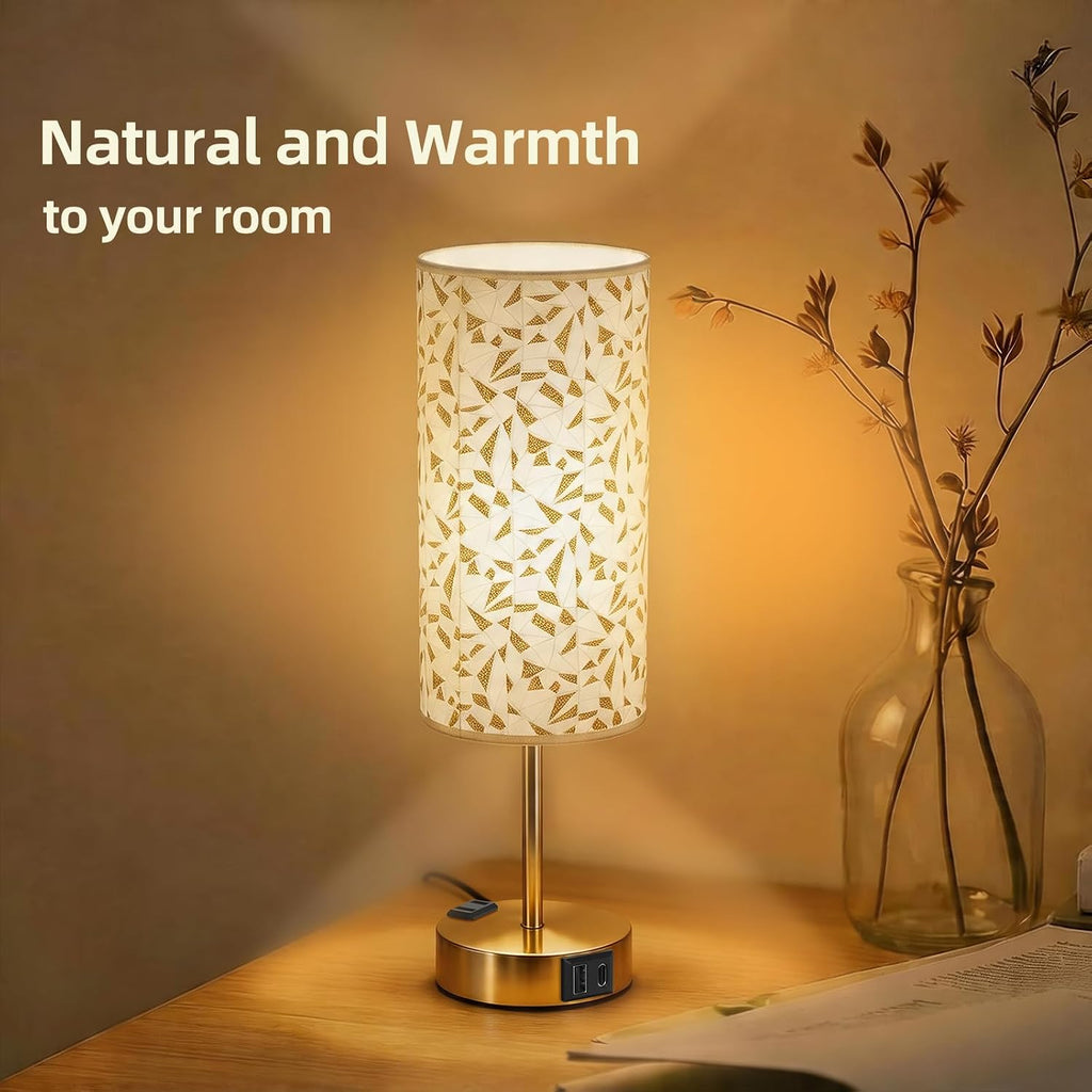 Fitfull Table Lamp for Nightstand, High-Sensitivity Touch, 3-Level Dimmable Bedside Lamp with AC Outlet | USB | and USB-C, Ideal Nig…