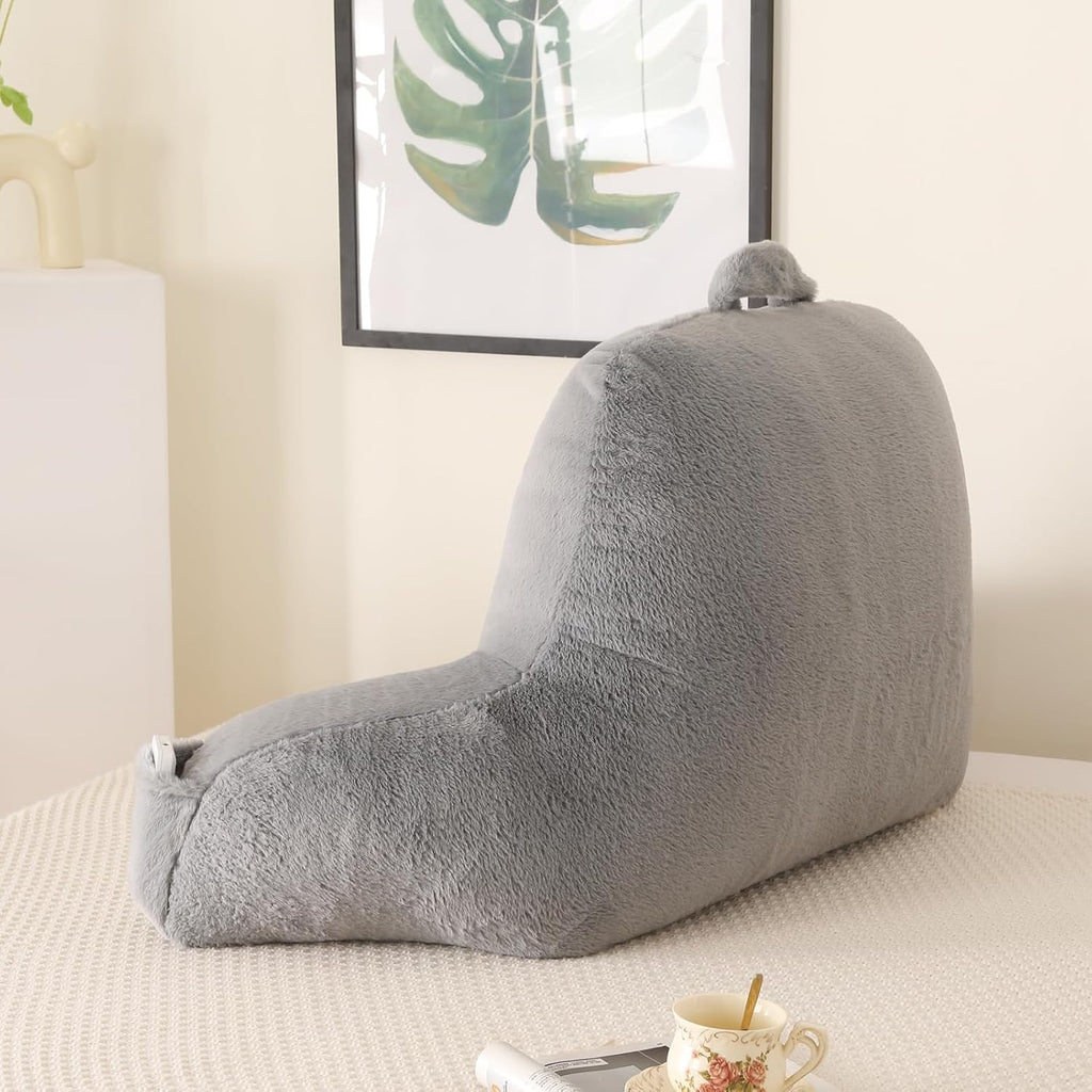 Pajeo Large Plush Backrest Pillow for Sitting in Bed, Faux Fur Sitting Pillow with Support Arms, Oeko-TEX Certified Aesthetic Lounging Pillow…
