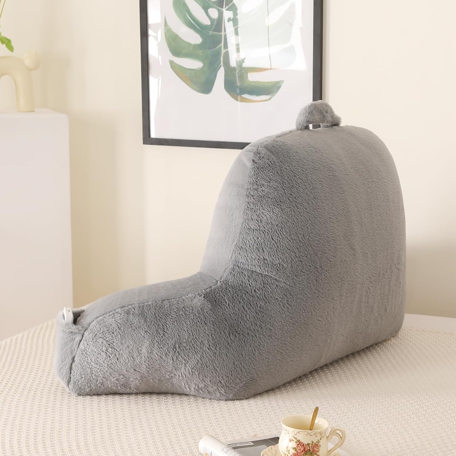 Pajeo Large Plush Backrest Pillow for Sitting in Bed, Faux Fur Sitting Pillow with Support Arms, Oeko-TEX Certified Aesthetic Lounging Pillow…