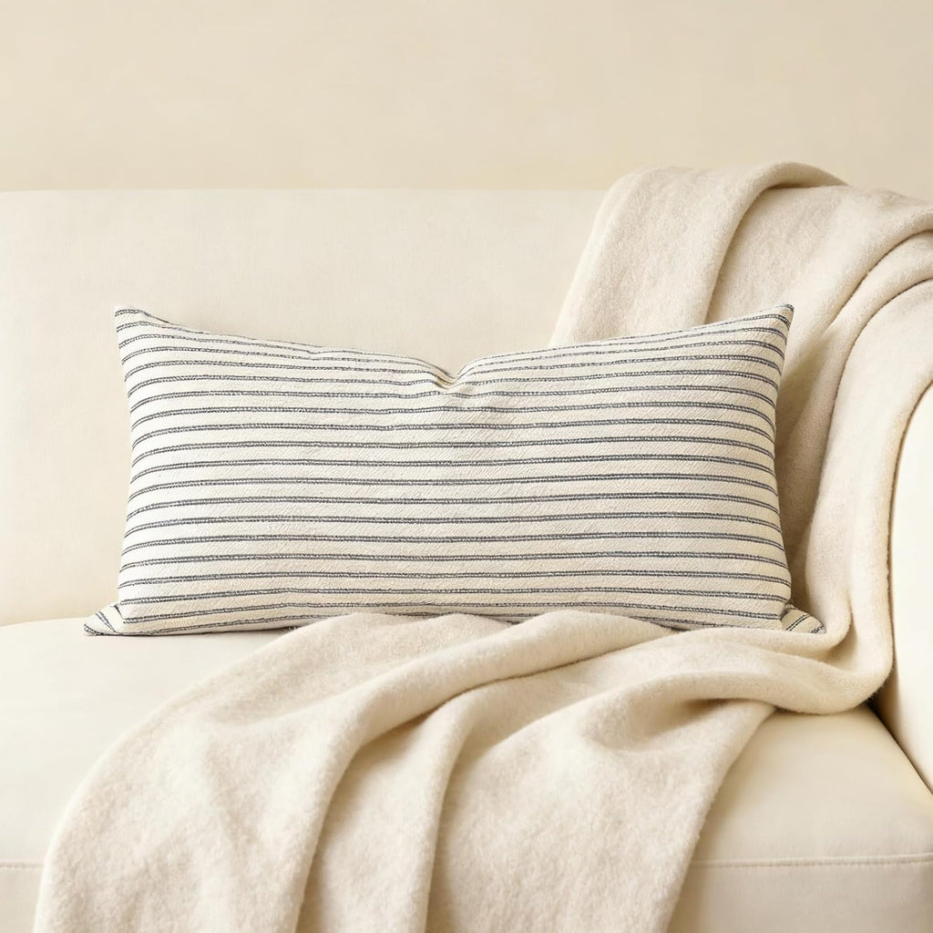 Slow Cow Rectangular Throw Pillow Cover Decorative Textured Lumbar Accent Cushion Cover for Couch Sofa 12 x 24 Inches Grey
