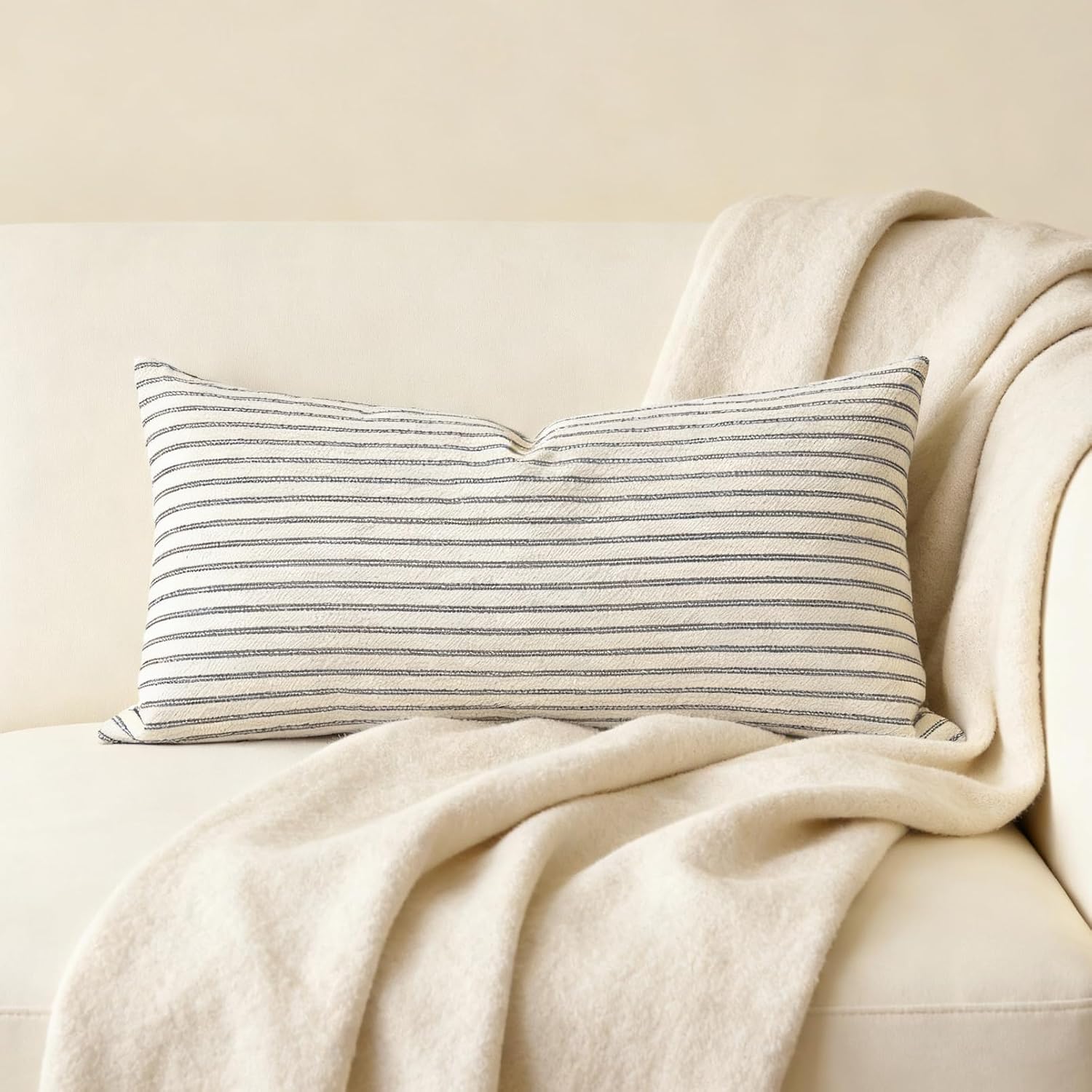 Slow Cow Rectangular Throw Pillow Cover Decorative Textured Lumbar Accent Cushion Cover for Couch Sofa 12 x 24 Inches Grey