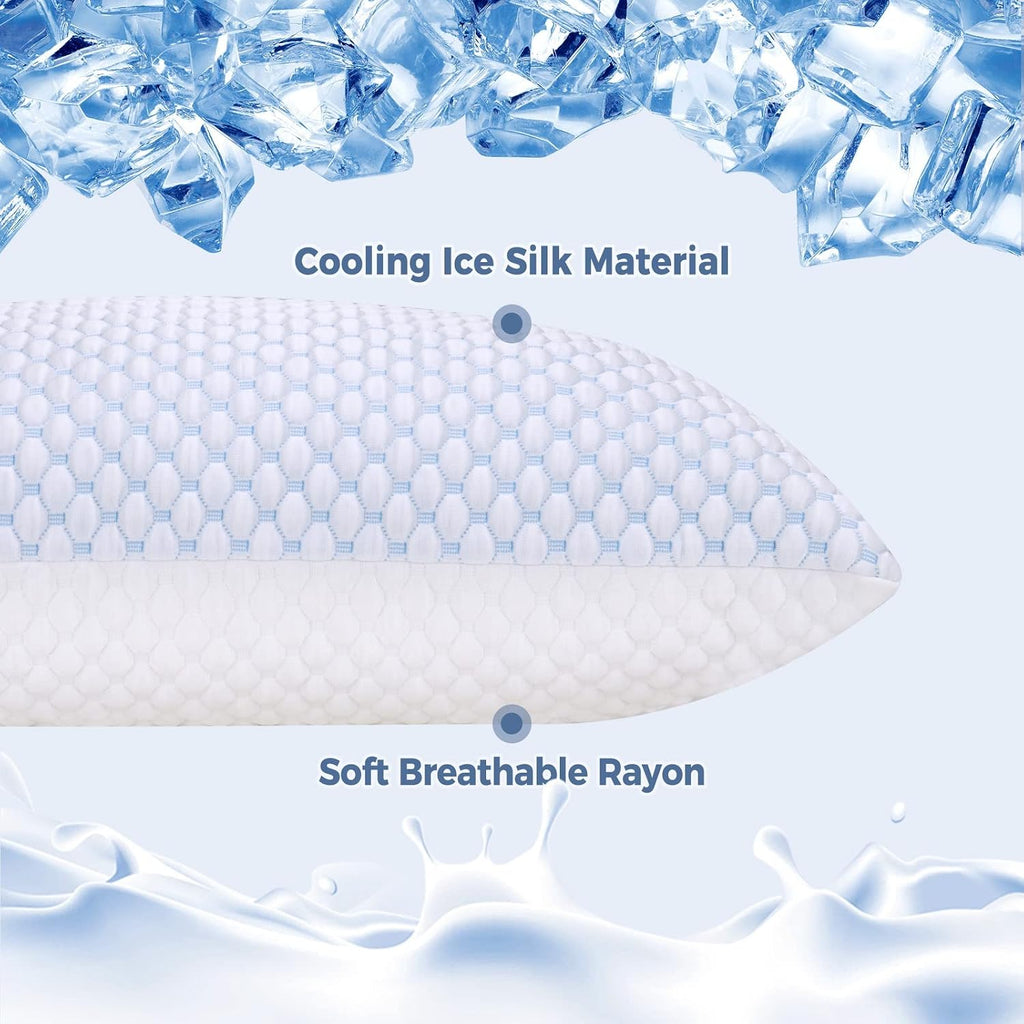OSBED Cooling Adjustable Shredded Memory Foam Pillows Queen Size Set of 2 - Temperature-Regulating for All Sleepers with Dual Airflow…