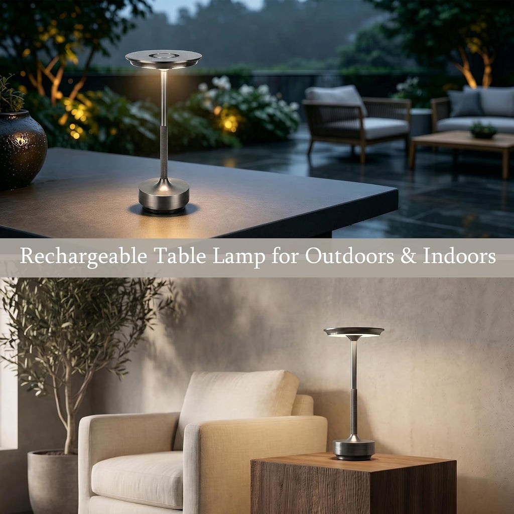Rechargeable Cordless Table Lamp Set of 2, Portable Battery Operated LED Table Light, 3 Color Stepless Dimming with Touch Sensor & Memory…