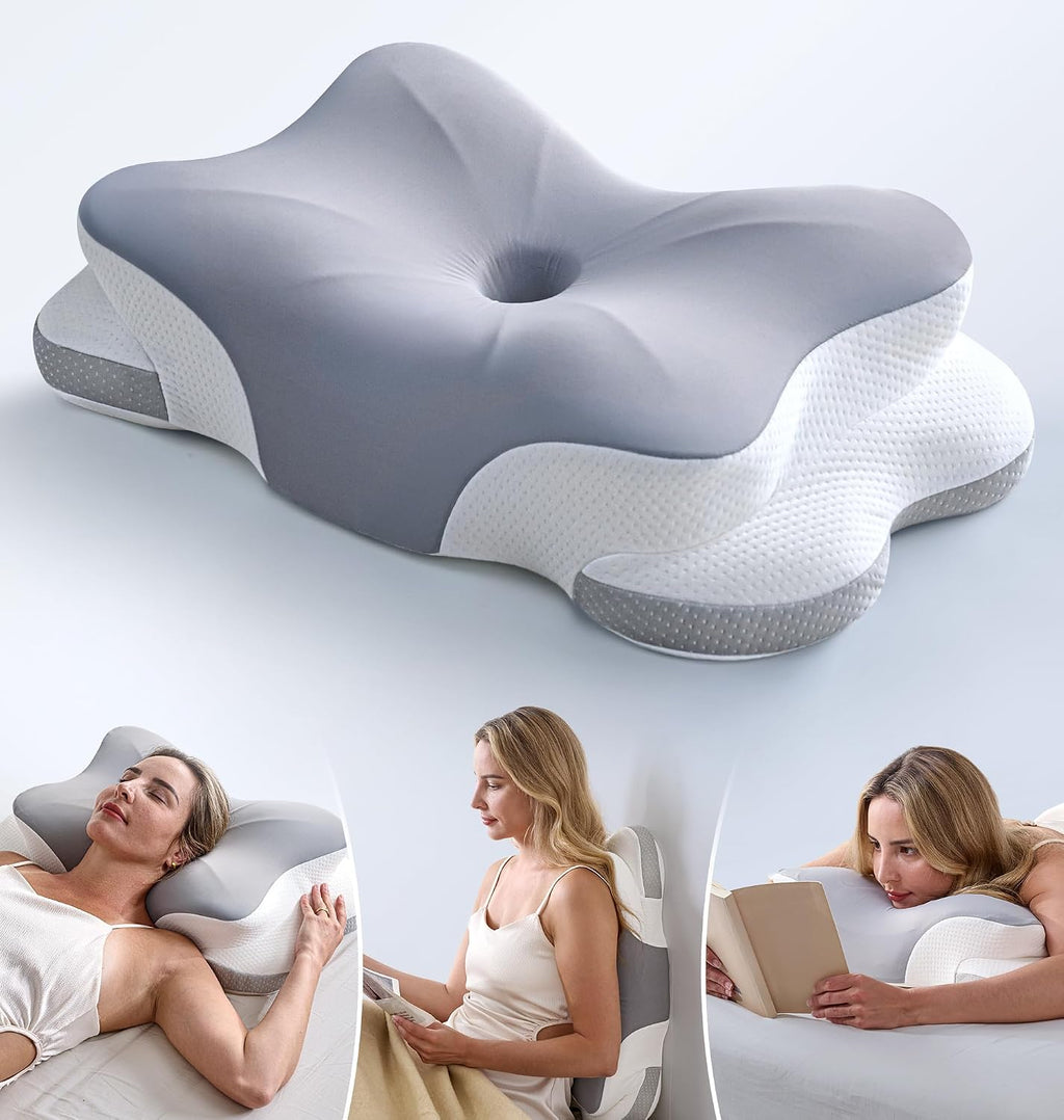 CloudCoz Ultra Cervical Neck Pillow for Sleeping, 5X Support Ergonomic Contour Pillow for Deep Sleep, Cooling Memory Foam Pillows for Adult…