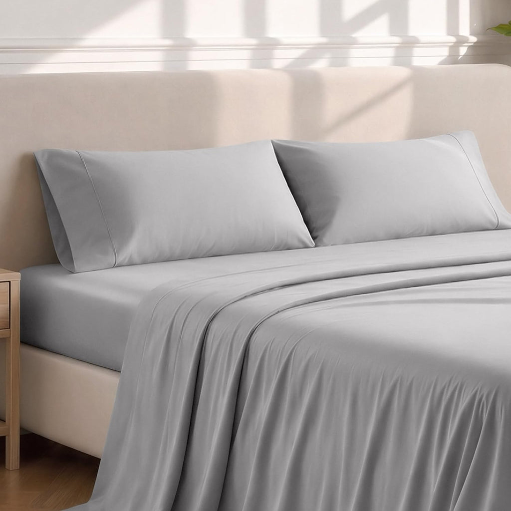BareHome Bare Home Microfiber Pillow Cases - King Size Set of 2 - Cooling Pillowcases - Double Brushed - Light Grey Pillowcases 2 Pack - Ea…