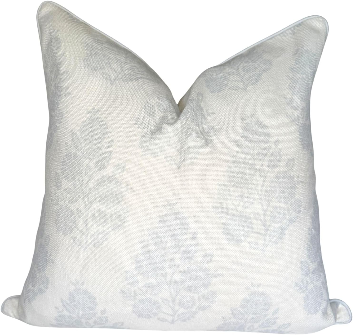 Jillien Harbor “The Patty” Floral Block Print Pillow Cover – Neutral Gray Decorative Throw Pillow Cover with White Background –…