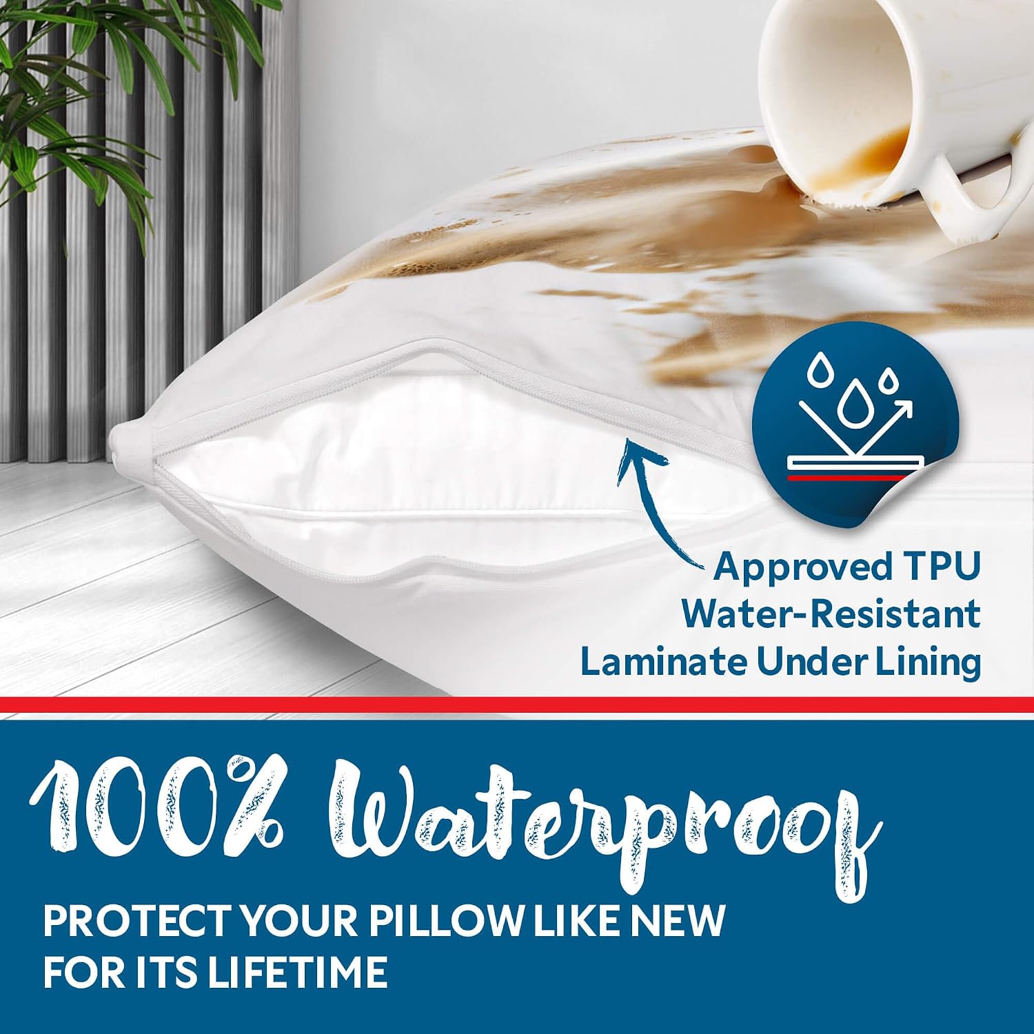 Guardmax Jersey Knitted Throw Pillow Protector with Zipper - 2 Pack -100% Waterproof, Bed Bug Proof, Dust Mite Proof, & Hypoallergenic Pill…